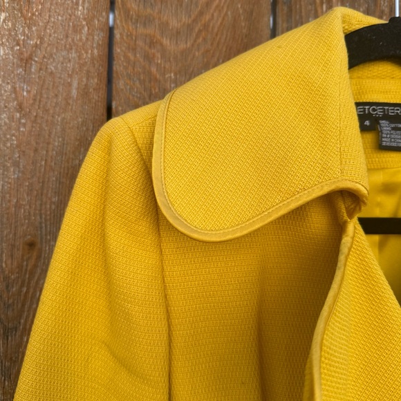 ETCETERA Women’s Yellow Double Breasted Brown Buttons Lined Blazer Jacket Size 4 - Picture 4 of 12